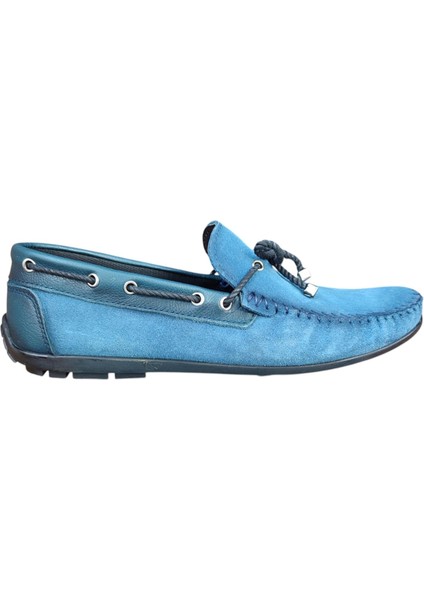 Loafer Mavi Hakiki Deri Süet Yüzey Erkek Yazlık Trend Ayakkabı fırsatları