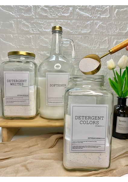 3'lü Saklama Kabı Seti Beyazlar/renkli/yumuşatıcı Şişesi, Gold Kapakli, Metalik Tasarım