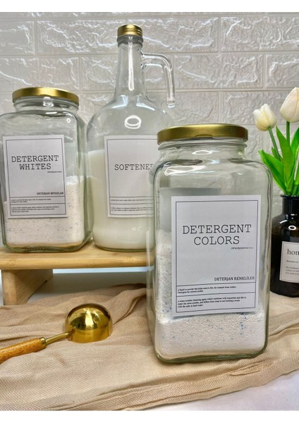 3'lü Saklama Kabı Seti Beyazlar/renkli/yumuşatıcı Şişesi, Gold Kapakli, Metalik Tasarım modelleri