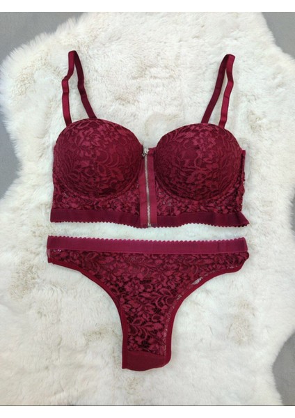 Ekonomik Dörtlü Önden Açılan Fermuarlı Dantel Detaylı Soft Dolgulu Sütyen - Iç Çamaşır Takımı fırsatları