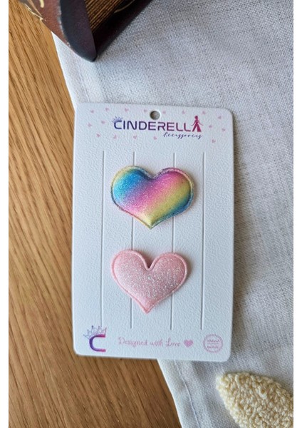 2'li Renkli Kalpli Yumuşak Saçsız Bebek Tokası - Hediyelik Az Saçlı Kız Bebek Toka Seti Hediyesi