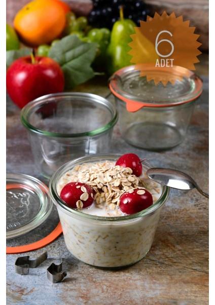 6'lı 370 ml Çok Renkli Cam Saklama Kavanoz Seti