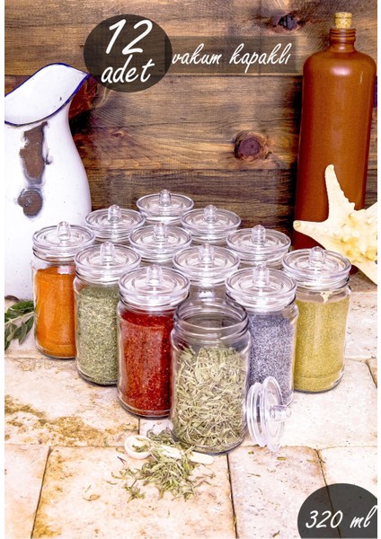 12'li Cam Baharatlık Seti, Kulplu ve Vakum Kapaklı, Şık ve Kullanışlı Tasarım fırsatları
