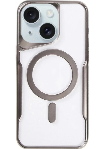 iPhone 15 Plus Kılıf Boyi Magsafe Silikon Kapak - Titan Gri