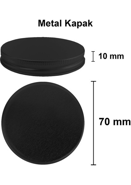 6 Adet 230 ml Cam Kavanoz, Kahverengi, Siyah Kapaklı, Şık ve Kullanışlı Mumluk Seti modelleri