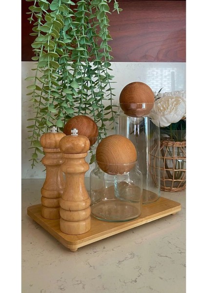 3'lü Ahşap Top Mantar Kapaklı Cam Kavanoz Seti, Saklama ve Şekerlik Malzemeleri fiyatları