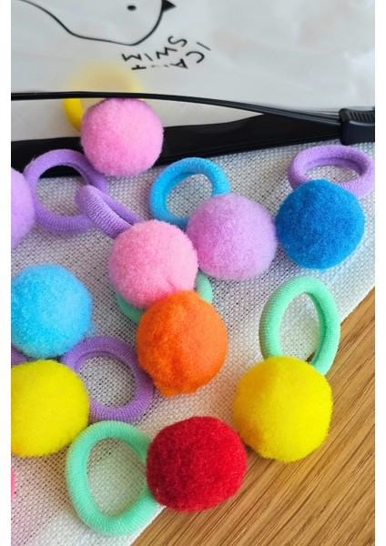 20'li Çantalı Yumuşak Havlu Lastikli Renkli Ponponlu Kız Bebek Lastik Toka Seti - Çocuk Saç Tokası fiyatları