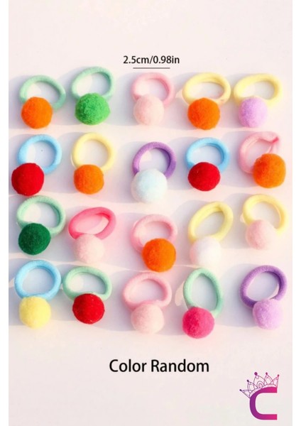 20'li Çantalı Yumuşak Havlu Lastikli Renkli Ponponlu Kız Bebek Lastik Toka Seti - Çocuk Saç Tokası fırsatları