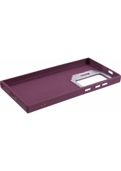 Samsung Galaxy S24 Ultra Kickstand Kılıf Silikon Kapak Büyük Lens Delikli-Şarap Kırmızı (Yurt Dışından) indirimleri