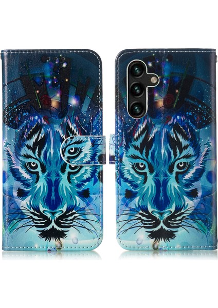 Katmalı Desenli Cüzdan Standı Deri Telefon Kılıfı Samsung Galaxy A13 5g Için Anti-Damla Koruyucu Kabuk -Wolf (Yurt Dışından)