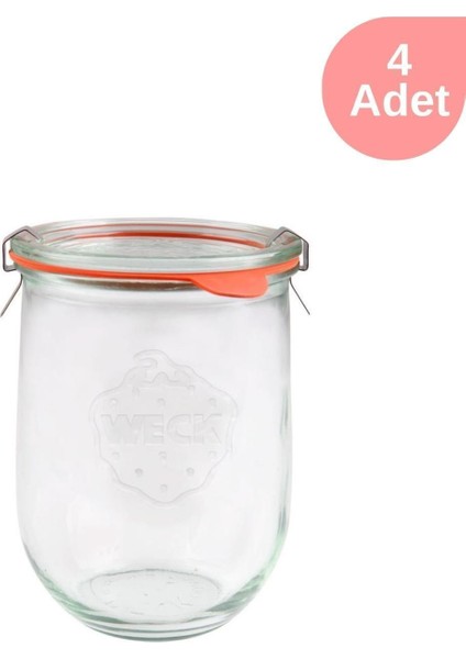 Çok Renkli 1062 ml Lale Cam Kavanoz Seti (4 Adet)