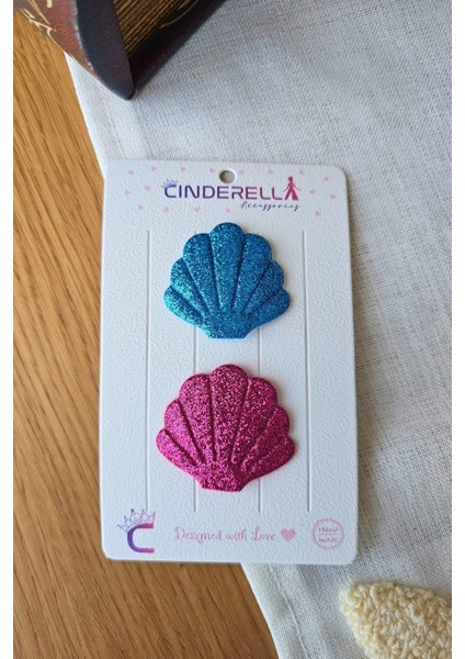 2'li Deniz Kabuğu Tasarım Saçsız Bebek Tokası - Az Saçlı Kız Bebek Çıtçıtlı Yenidoğan Toka Seti