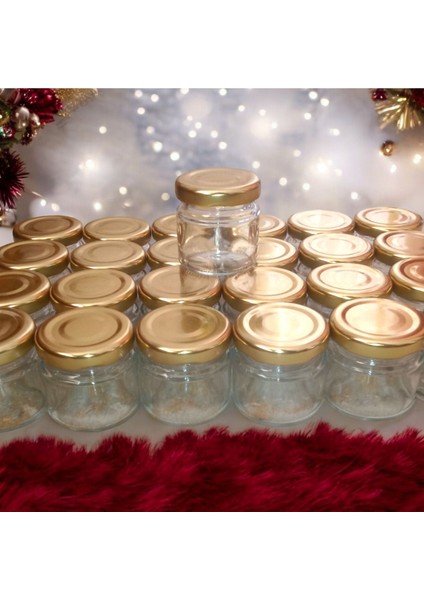 Turuncu Kapaklı 40CC Küçük Cam Kavanoz Bal Saklama 25 Adet fırsatları