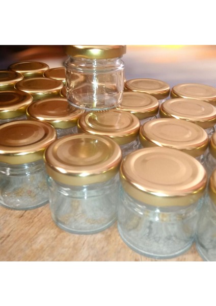 Turuncu Kapaklı 40CC Küçük Cam Kavanoz Bal Saklama 25 Adet indirimleri