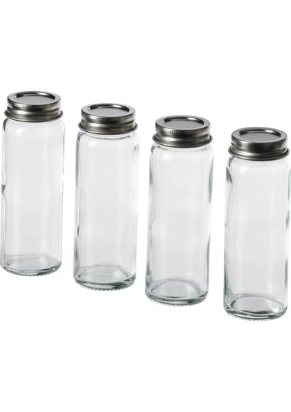 Cam Baharat Kavanozu Seti, 10 Cl, 4 Adet, Şık ve Kullanışlı Mutfak Aksesuarı