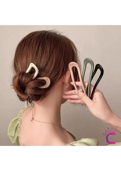 5'li U Tasarım Kadın Saç Topuz Tokası 11.5 cm - Klasik Çubuk Toka Saç Çubuğu Aksesuar Toka Seti