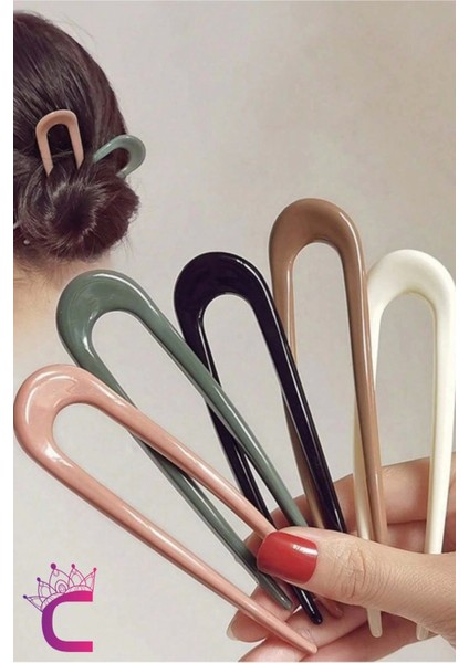 5'li U Tasarım Kadın Saç Topuz Tokası 11.5 cm - Klasik Çubuk Toka Saç Çubuğu Aksesuar Toka Seti fiyatları