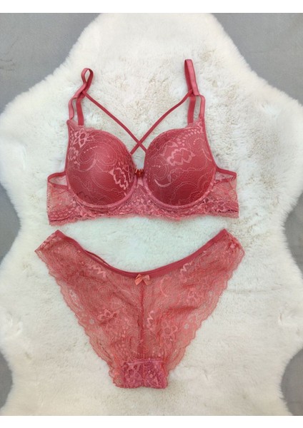 Dantel Detaylı Dolgusuz Çapraz Ipli Balenli Sütyen Külot Takım - Iç Çamaşırı Takımı modelleri