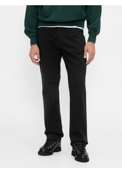Erkek Siyah Rahat Utility Kaki Pantolon