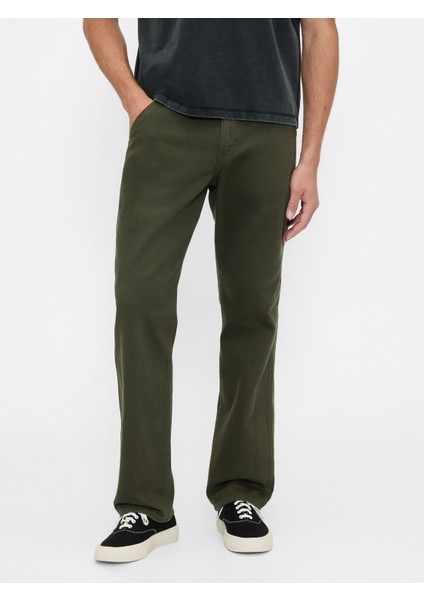 Erkek Koyu Yeşil Rahat Utility Kaki Pantolon