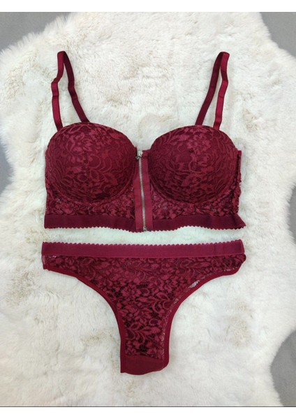 Ekonomik Önden Açılan Fermuarlı Dantel Detaylı Soft Dolgulu Sütyen - Iç Çamaşır Takımı modelleri