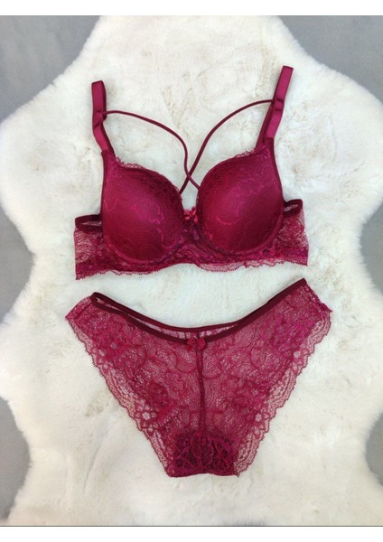 Dantel Detaylı Dolgusuz Çapraz Ipli Balenli Sütyen Külot Takım - Iç Çamaşırı Takımı modelleri