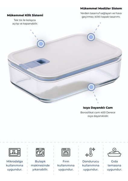 Bej 1600ML Cam Saklama Kabı, Güçlü ve Şık Saklama Çözümü indirimleri