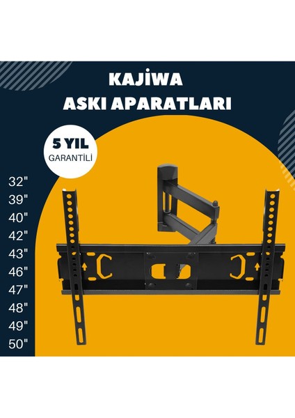 32-50 Inç Hareketli Askı Aparatı Siyah, Tüm Marka ve Modellerle Uyumlu