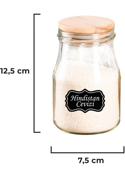12’li 370 ml Cam Baharatlık Seti, Vakumlu Ahşap Kapak, Etiket ve Mini Kaşık Hediyeli fırsatları