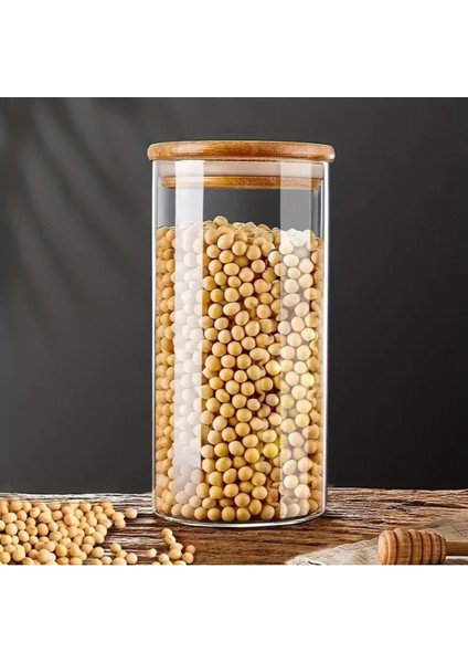 Borosilkat Cam Baharatlık Seti, Bambu Kapak, Saklama Kabı, 1250 Cc, 4'lü, 9X20 cm fiyatları
