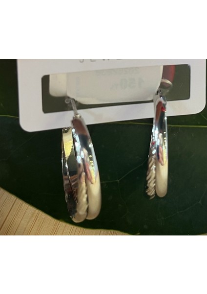 Gümüş Renk Lüks Gösterişli Küçük Halka Küpe