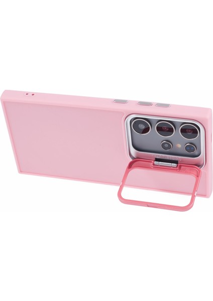 Samsung Galaxy S24 Ultra Kickstand Kılıf Silikon Kapak Büyük Lens Delikli-Pembe (Yurt Dışından) fırsatları