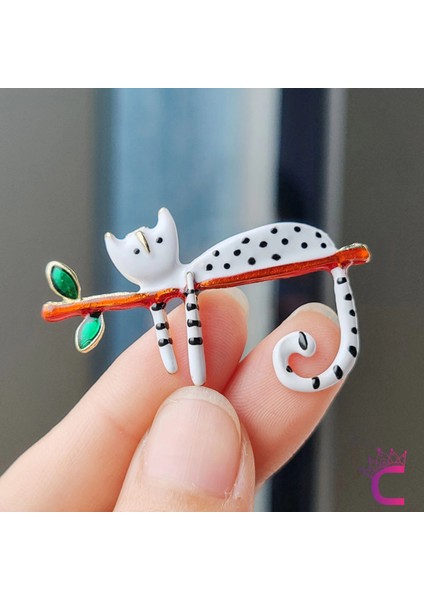 Sevimli Beyaz Kedi Broş - Kedili Hediyelik Aksesuar Çanta Şapka Elbise Ceket Yaka Iğnesi Broşu fiyatları