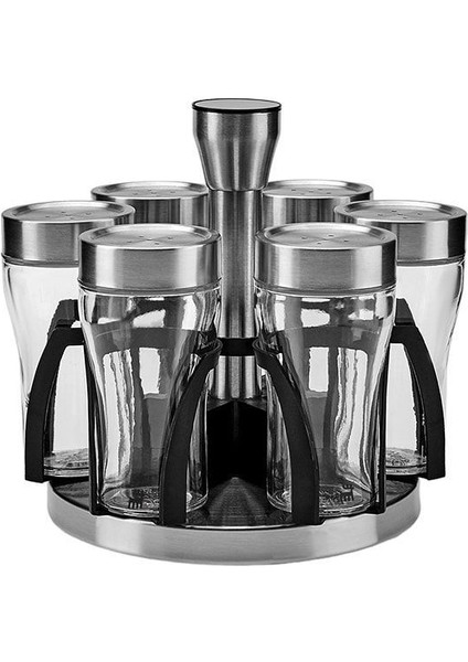 7 Parça Yuvarlak Baharat Takımı, Cam Malzeme, Pratik ve Şık Tasarım fırsatları