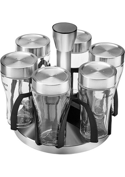 7 Parça Yuvarlak Baharat Takımı, Cam Malzeme, Pratik ve Şık Tasarım indirimleri