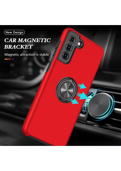 Samsung Galaxy S21 Plus 5g-Red Için Yüzük Şekli Kickstand Tasarım Tpu+Pc Hybrid Telefon Kılıf Kapağı (Yurt Dışından) fiyatları