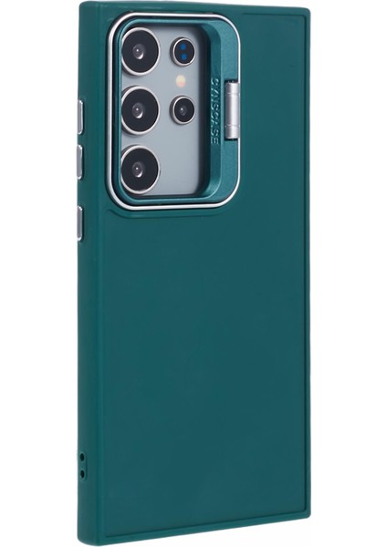 Samsung Galaxy S24 Ultra Kickstand Kılıf Silikon Kapak Büyük Lens Delikli-Ordu Yeşili (Yurt Dışından) modelleri
