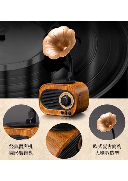 Kahverengi Mini Nostaljik Radyo ve Hoparlör, Bluetooth, Usb, Sd Desteği Ile.