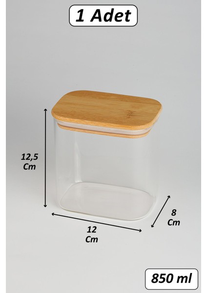 2'li Kahvelik Şekerlik Dikdörtgen Bambu Kapak Borosilikat Cam Set fiyatları