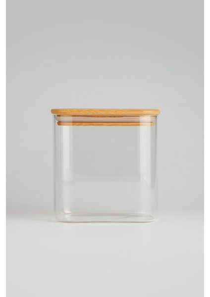 2'li Kahvelik Şekerlik Dikdörtgen Bambu Kapak Borosilikat Cam Set modelleri