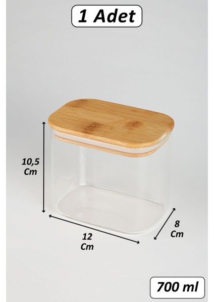 2'li Kahvelik Şekerlik Dikdörtgen Bambu Kapak Borosilikat Cam Set fırsatları