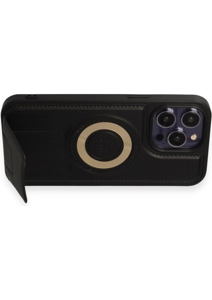 iPhone 13 Pro Max Kılıf Merkür Magneticsafe Standlı Kapak - Siyah modelleri
