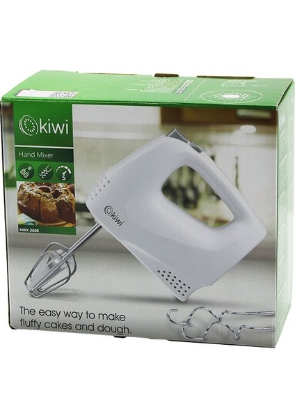 Kiwi KMX-3608 Elektrikli El Mikseri 2pcs Metal Çirpma Aparati - 2pcs Hamur Kancasi 5 Kademe Hiz Çirpici Çikartma Düğmeli