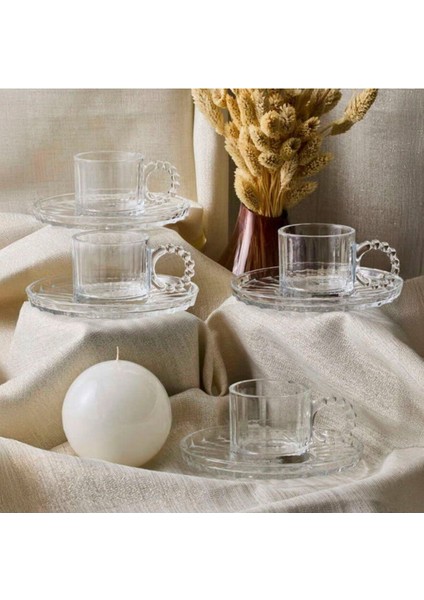 Altı Parçalı Şeffaf Kahve Fincan Takımı, 90 Ml, Şık ve Dayanıklı indirimleri