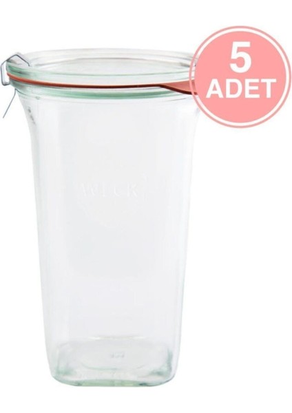 Beyaz Kare Cam Saklama Kavanozu, 795 Ml, 5'li Set