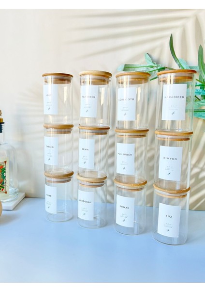 12'li Vakumlu Baharatlık Seti 300ML, Suya Dayanıklı Etiketli, Pratik ve Şık Tasarım modelleri