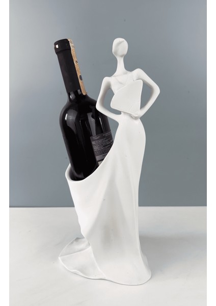 Kadın Dekoratif Şaraplık Biblo Heykel 35 x 14 cm