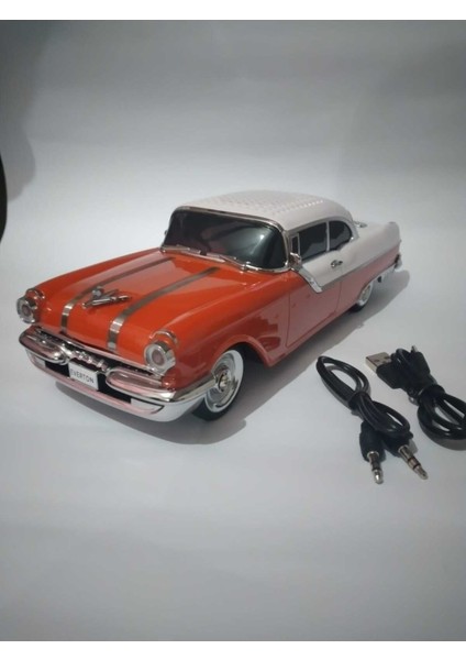 Turuncu Nostaljik Araba Görünümlü Radyo, Retro Tasarım, Eğlenceli ve Şık Dekorasyon Parçası