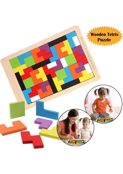 Renkli Ahşap Tangram Puzzle Yapboz Oyunu, Motor Gelişim Destekleyici Eğlence fiyatları