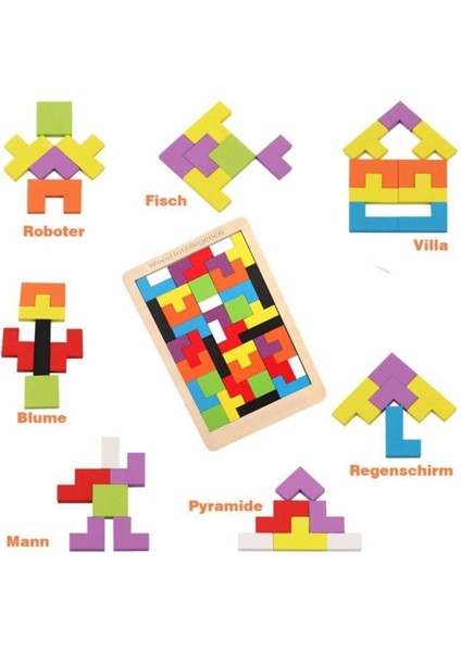 Renkli Ahşap Tangram Puzzle Yapboz Oyunu, Motor Gelişim Destekleyici Eğlence fırsatları
